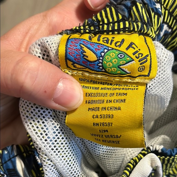 Plaid Fish Patterned Swim Shorts - Picture 2 of 2